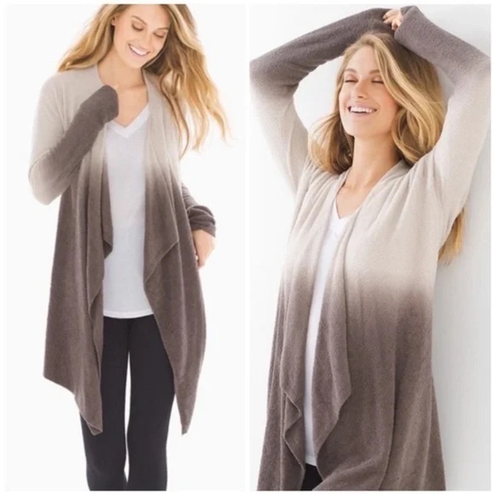 Barefoot Dreams ombré cream/grey cardigan S/M